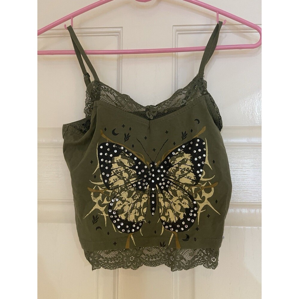 Green Sage Thorne & Fable Butterfly Lace Cami Cottage Core Boho Sz 10-12y Small - Picture 2 of 6